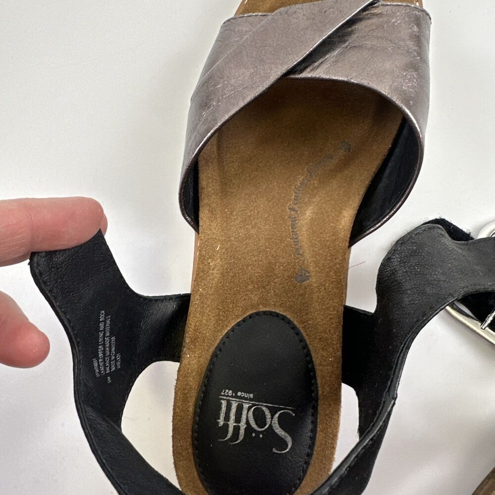 Sofft Bayo Sandal Pewter Soft Leather Comfort Adjustable Hidden Wedge Womens 9 - Picture 12 of 16